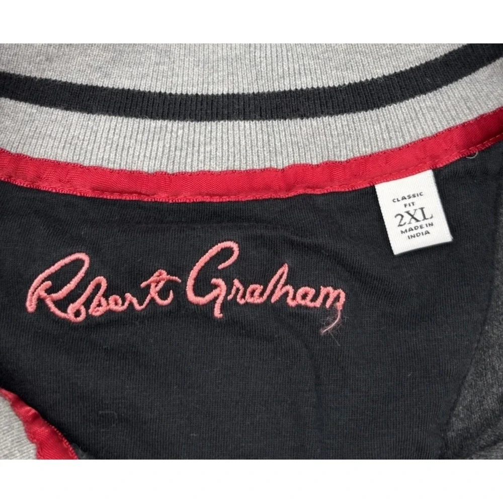 Robert Graham Men's 2XL Gray Cotton Classic‎ Fit Quarter Zip Pullover Sweater